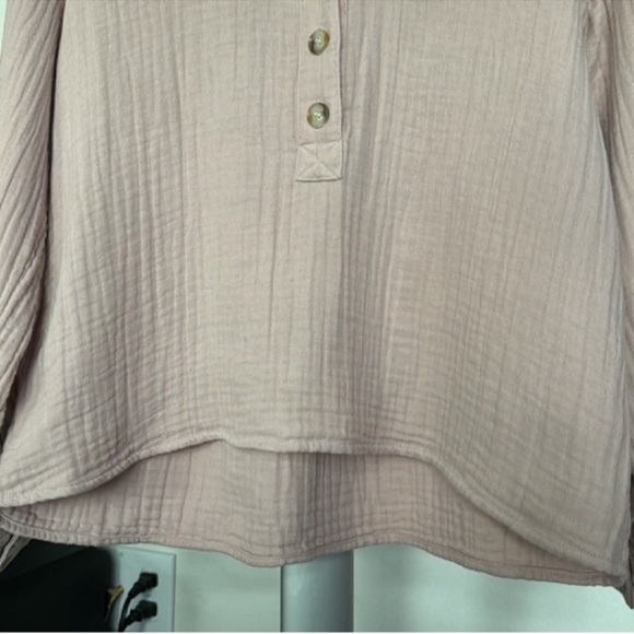 Madewell Gauze Muslin Top/Shirt/Blouse Sz M Pink V neck Long Sleeves - Picture 5 of 10